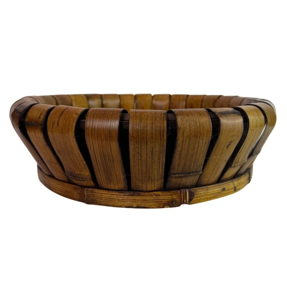 Large Rattan Bamboo Round‎ Basket Tray Centerpiece Serving Bowl Boho Decor - Picture 6 of 12